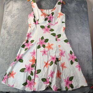 Pacific Legend‎ Apparel Womens Floral Plumeria Dress Pink Orange White Size S